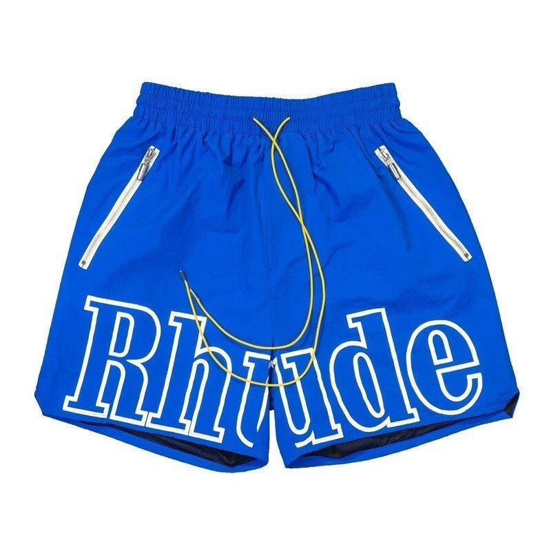 Rhude Logo Zip Shorts - Blue