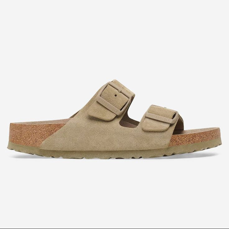 Birkenstock Arizona Khaki Gold suede sandals - top-down detail view