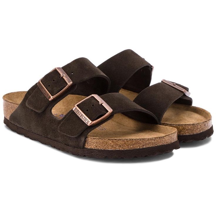 Birkenstock Arizona Brown Mocca sandals - side profile on cushioned footbed