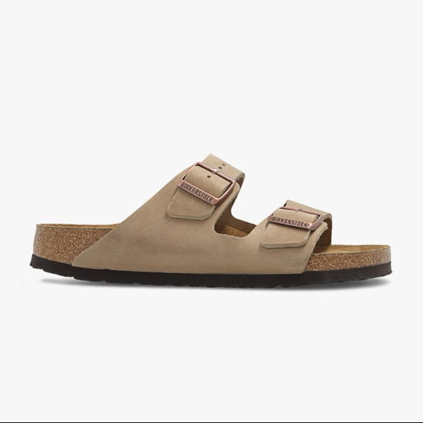 Birkenstock Arizona Beige slide sandals - top-down view of footbed