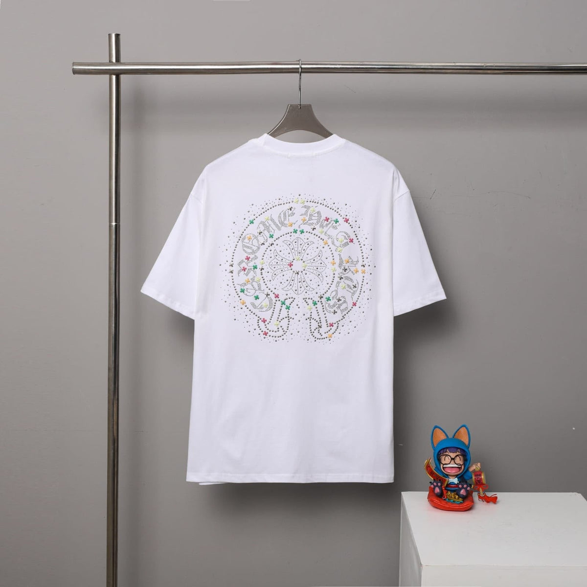 Chrome Hearts T-Shirt - "White/Rhinestone Clover"