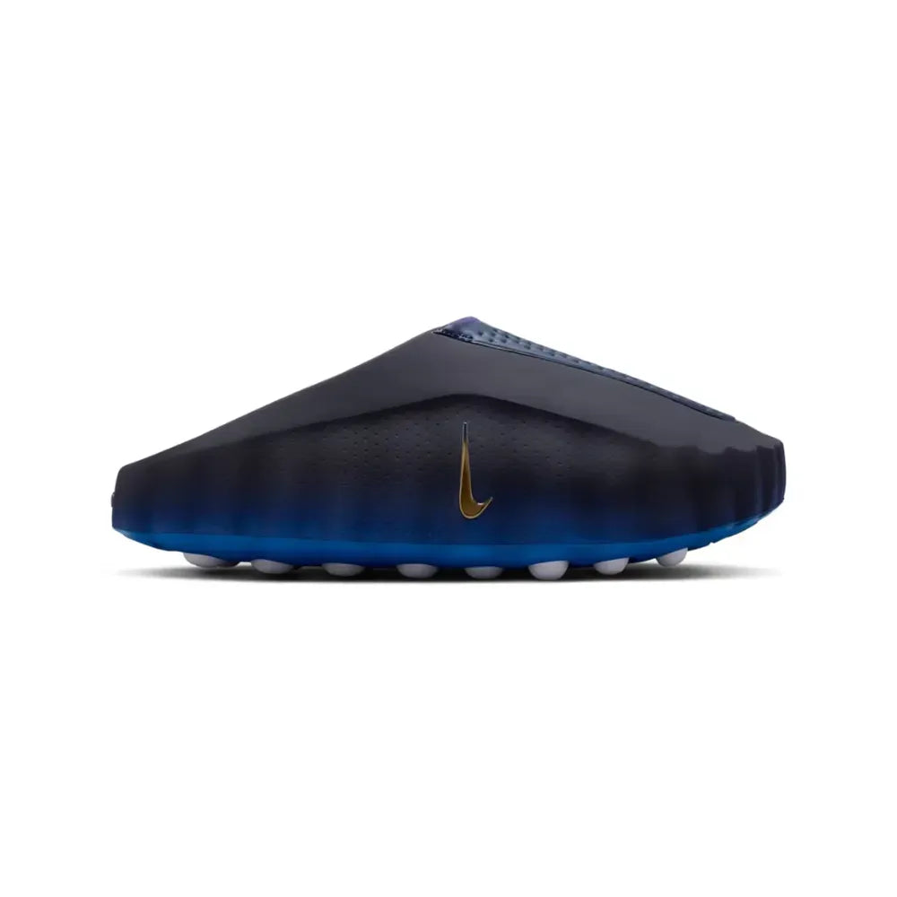 Black and blue sandal on a white background