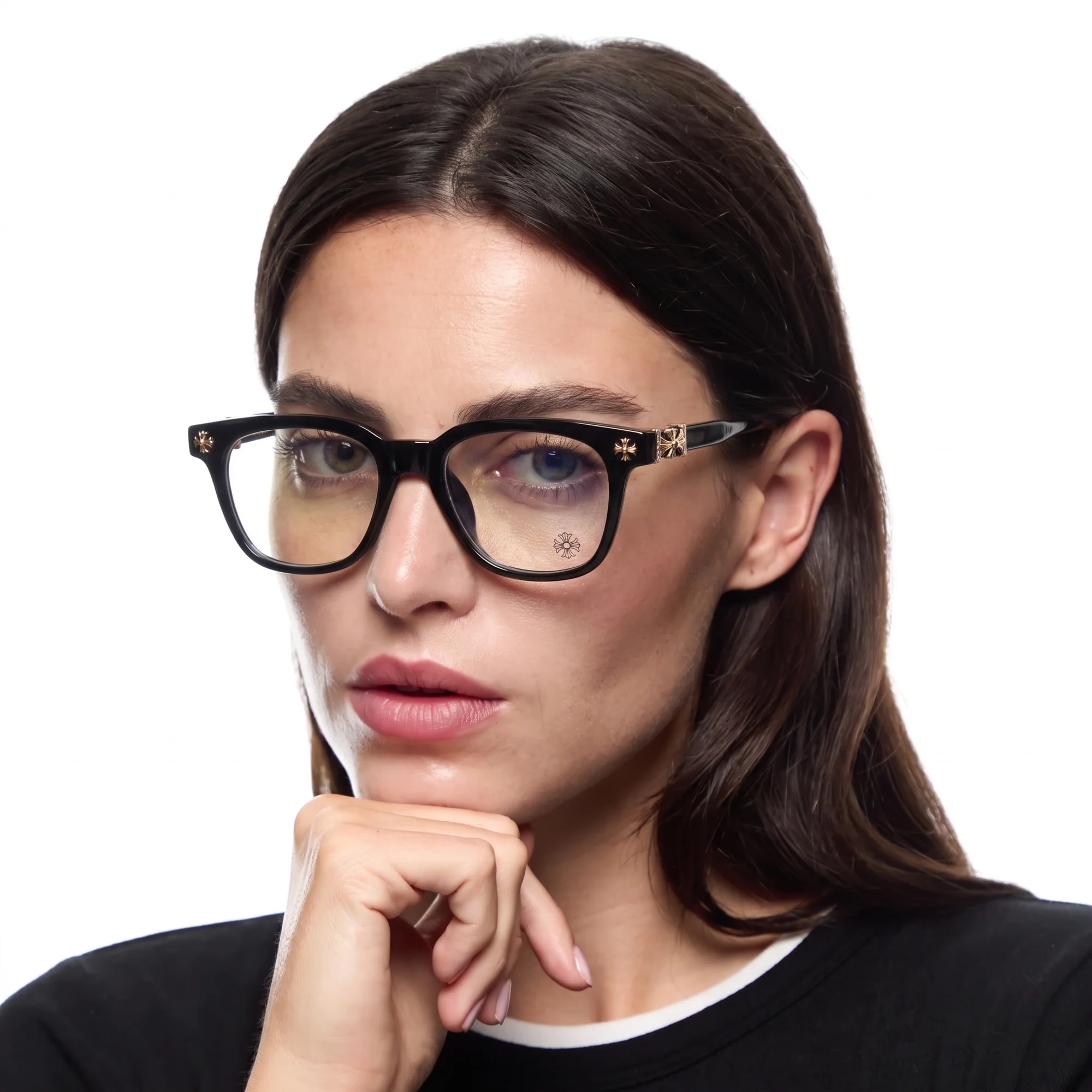 Black Gold Chrome Hearts Glasses