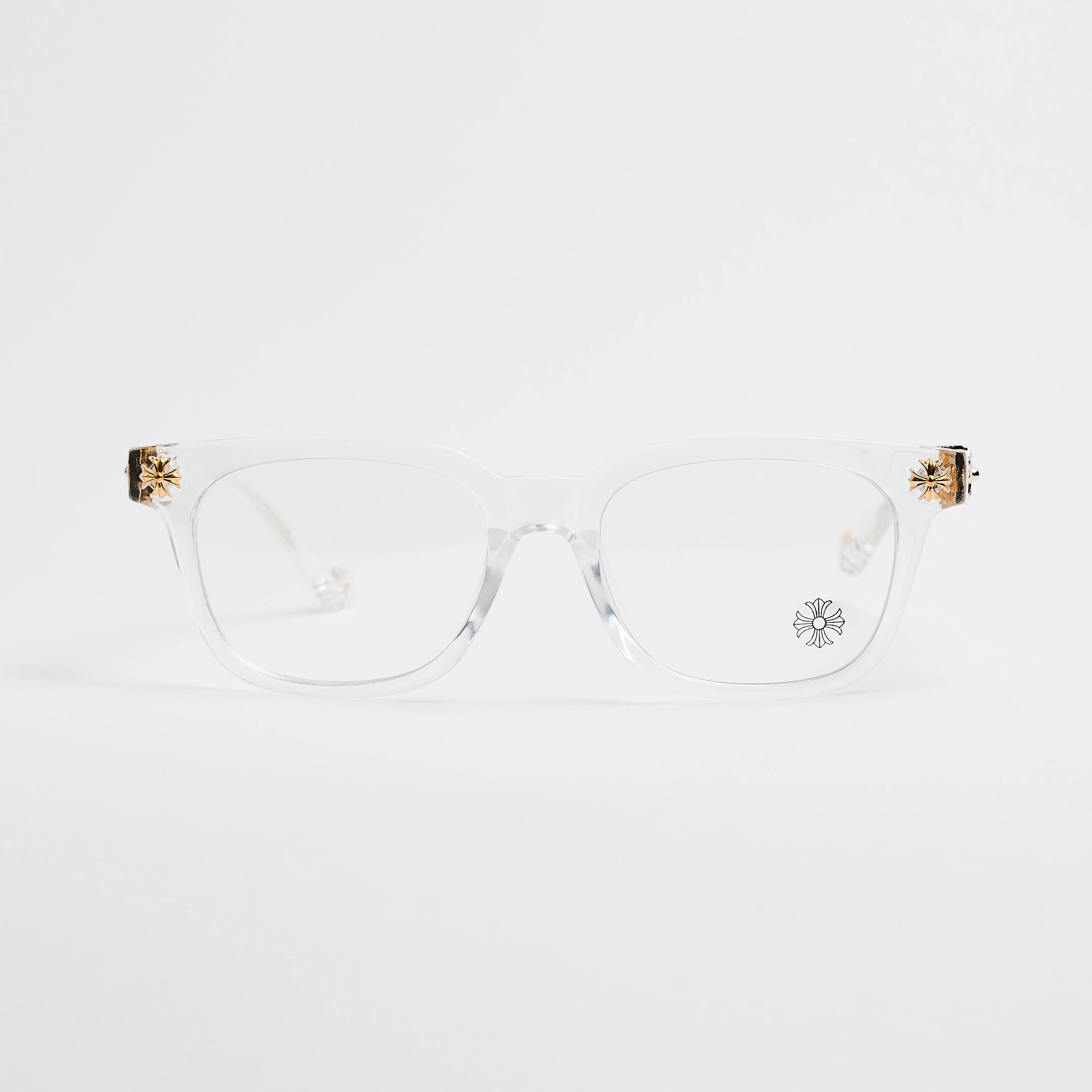 Clear Gold Chrome Hearts Glasses