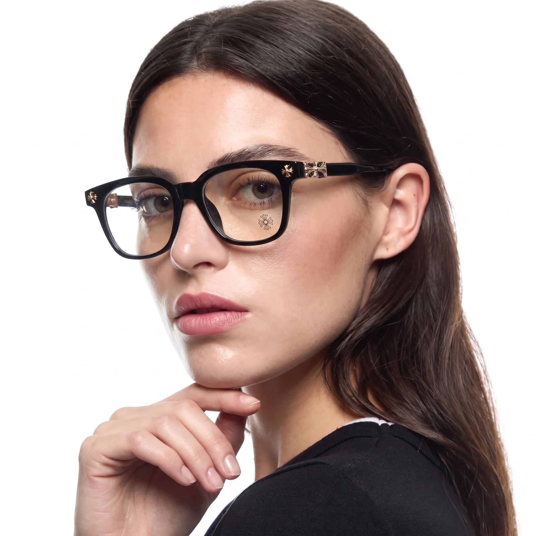 Black Gold Chrome Hearts Glasses