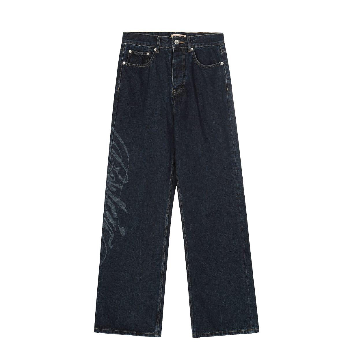 Corteiz Raw Denim Jeans - "Washed Dark Blue"