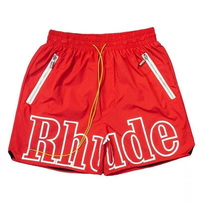 Rhude Logo Zip Shorts - Red