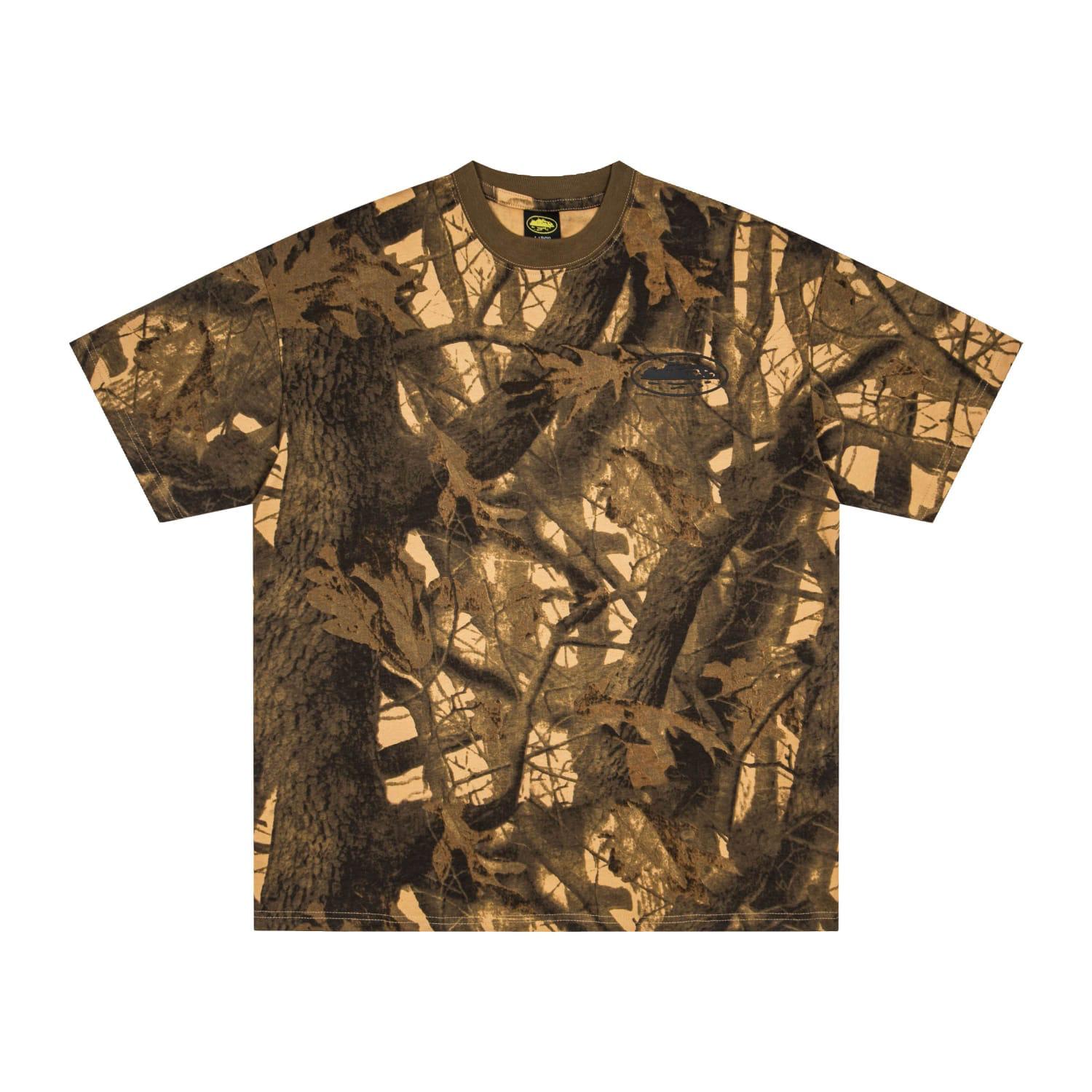 Corteiz Island Puff Print Tee 'Forest Camo' - Black