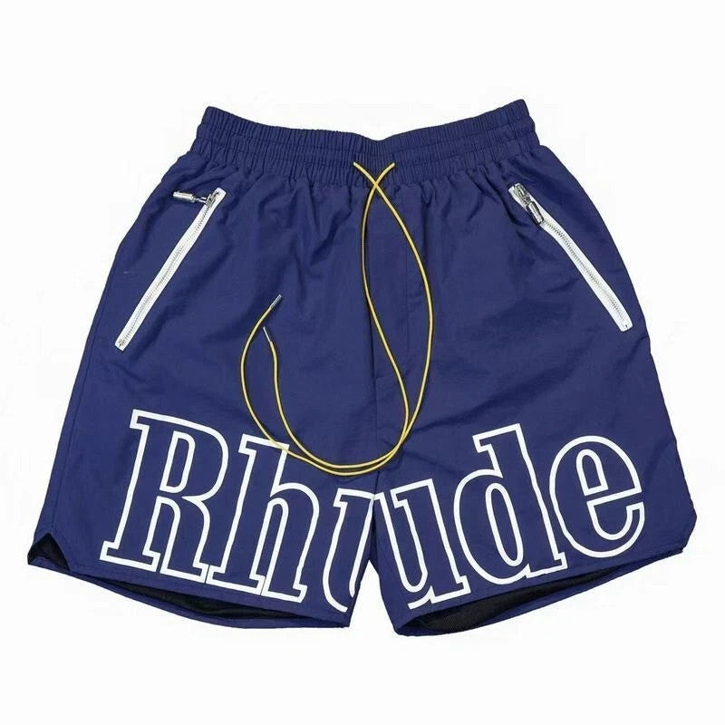 Rhude Logo Zip Shorts - Navy
