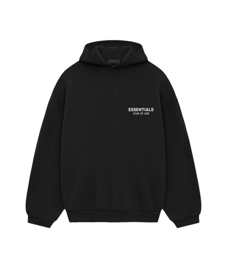Fear of God Essentials Hoodie Black - front view of oversized fit