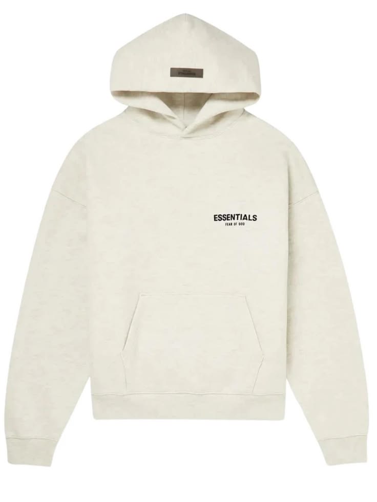 Fear of God Essentials Hoodie Oatmeal - front view of oversized fit