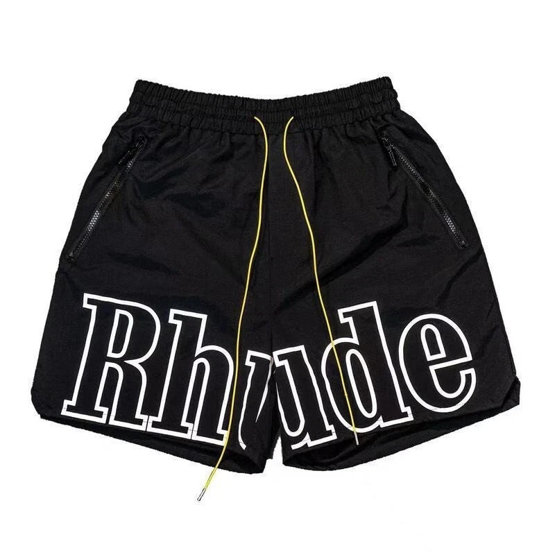 Rhude Logo Zip Shorts - Black