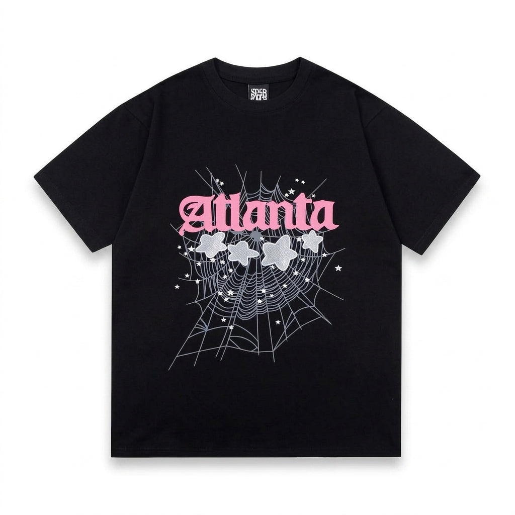 Sp5der "Atlanta" Web Graphic T-Shirt – "Black/Pink"