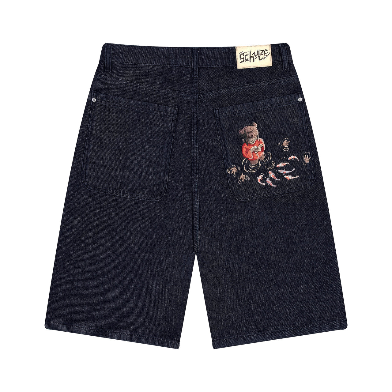 Derschutze “Koi Fish” Raw Indigo Jorts