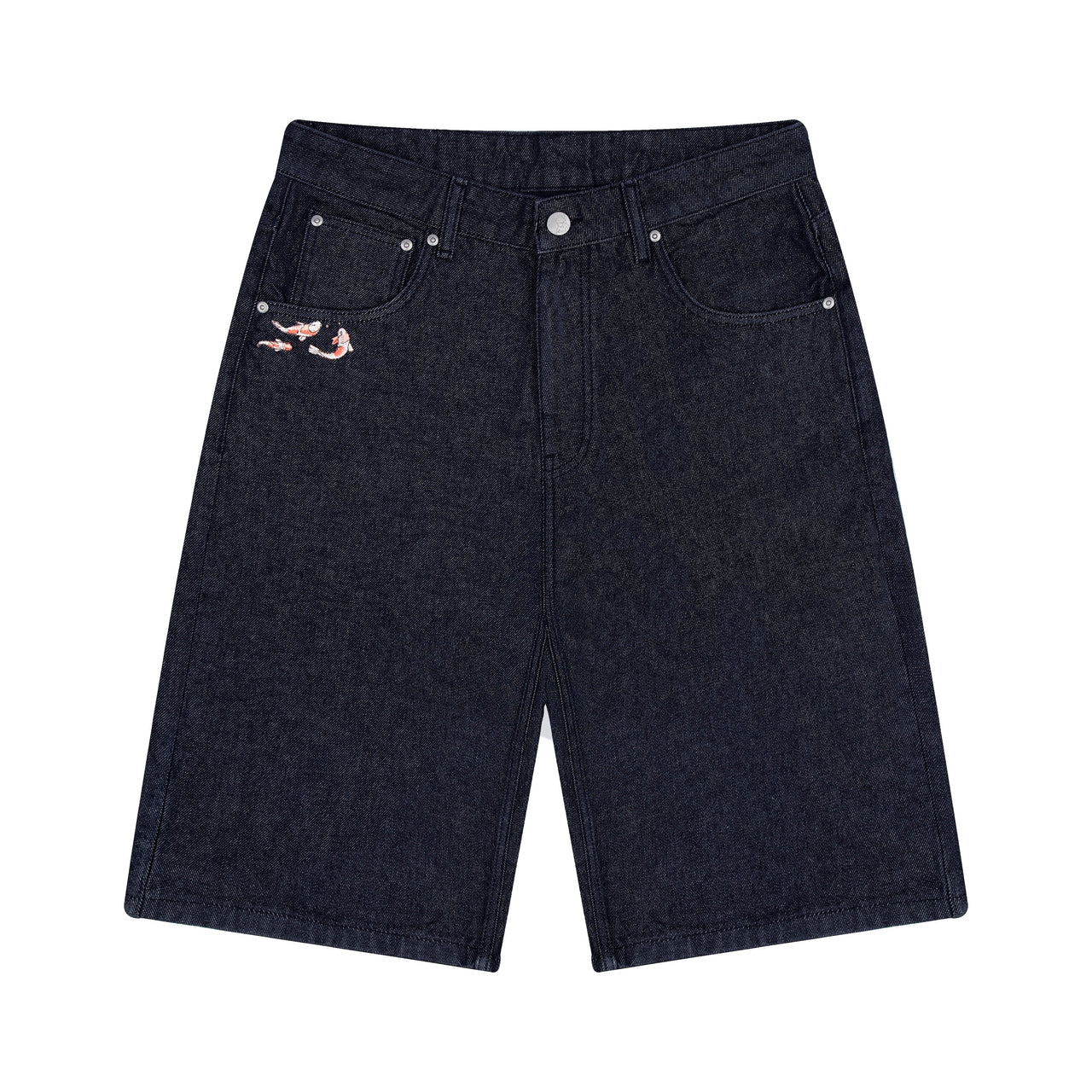 Derschutze “Koi Fish” Raw Indigo Jorts