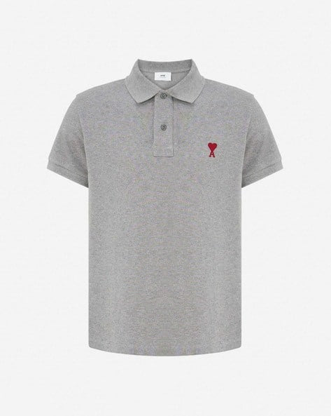 AMI Paris de Coeur Polo Shirt - Grey