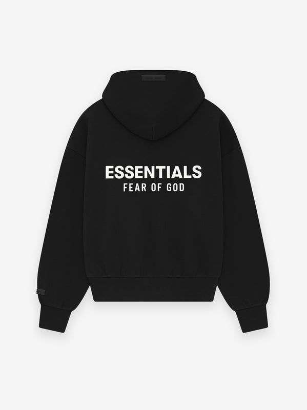 Fear of God Essentials Hoodie Black - full front lay-flat view