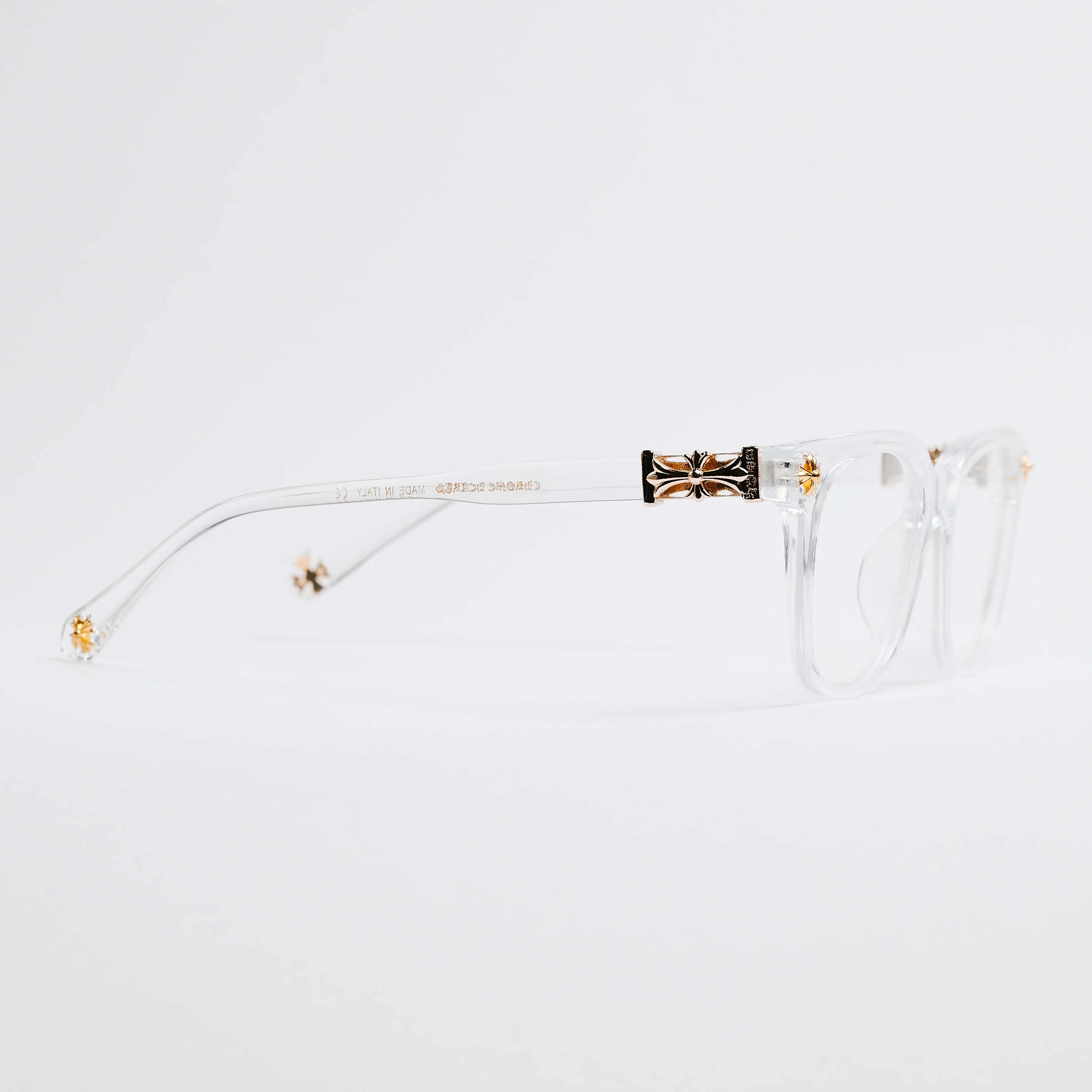 Clear Gold Chrome Hearts Glasses