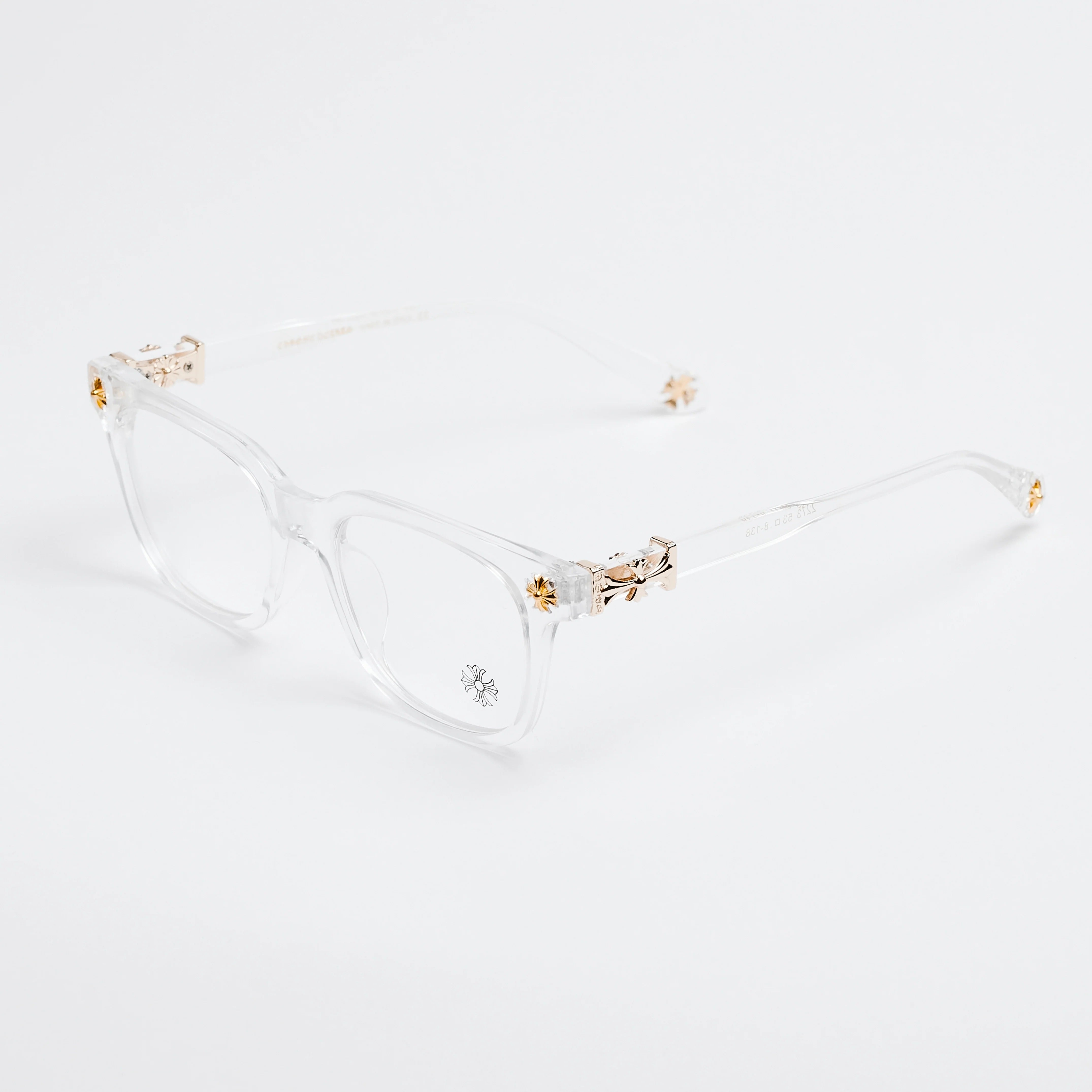 Clear Gold Chrome Hearts Glasses